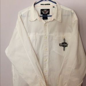 Harley Davidson long sleeve white 2 pocket shirt